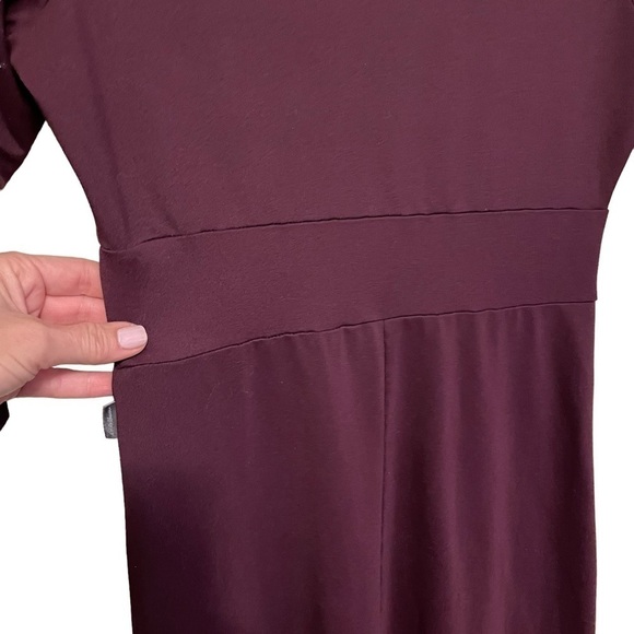Eddie Bauer Travex Dress Purple Knit Flare V Neck 3/4 Sleeve Size S - Picture 6 of 10